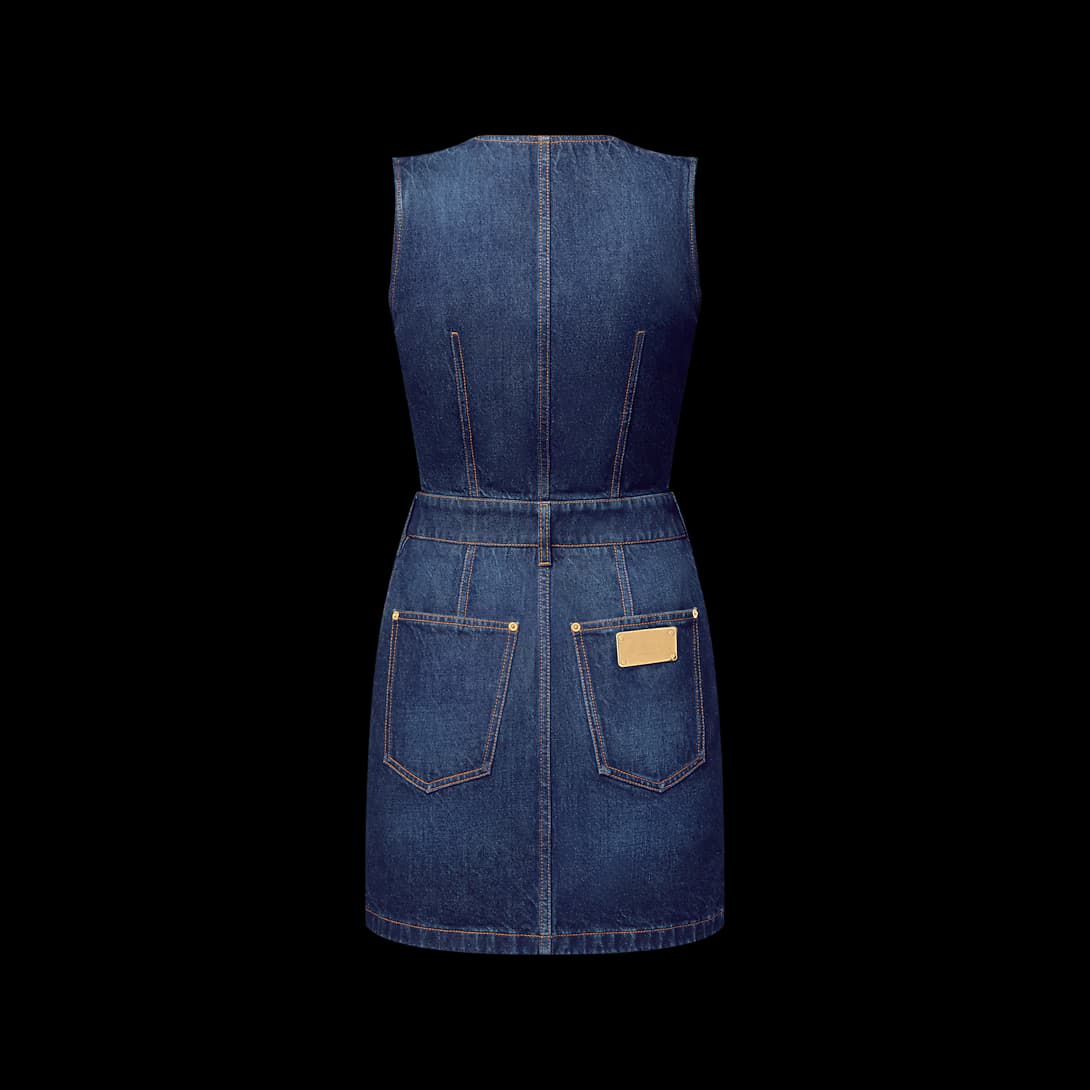 Button-Front Washed Denim Dress — front